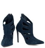 GASSU Botki MIYU granatowe zamsz szpilki szpic wycięcia - obrazek 5