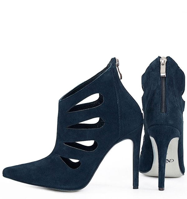 GASSU Botki MIYU granatowe zamsz szpilki szpic wycięcia - obrazek 4