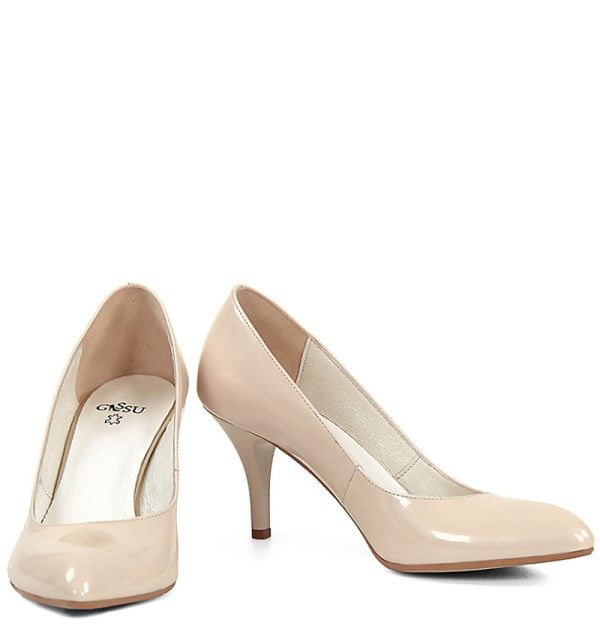 GASSU Czółenka NAHIA pudrowy róż lakierowana skóra szpilki - obrazek 5