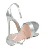 GASSU NATALIE Srebrne sandałki na szpilce - z przodu