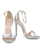 GASSU NATALIE Srebrne sandałki na szpilce - z przodu