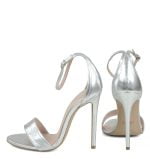 GASSU NATALIE Srebrne sandałki na szpilce - z tyłu