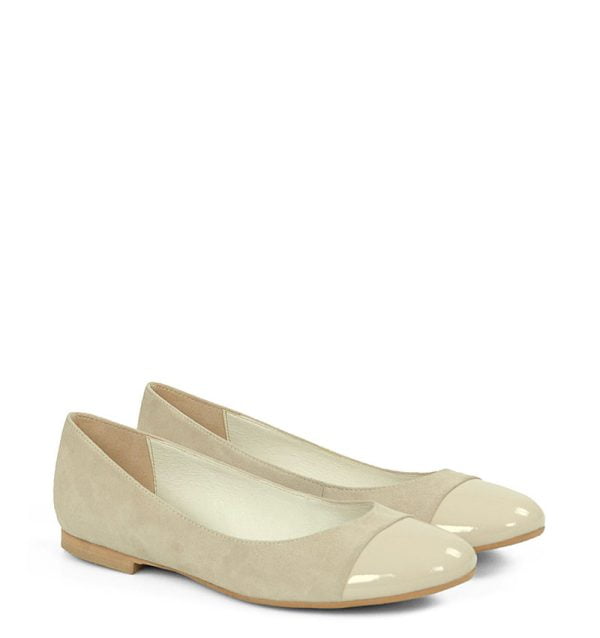 GASSU Baleriny OLIVIA beżowe zamszowe lakierowany nosek - obrazek 3