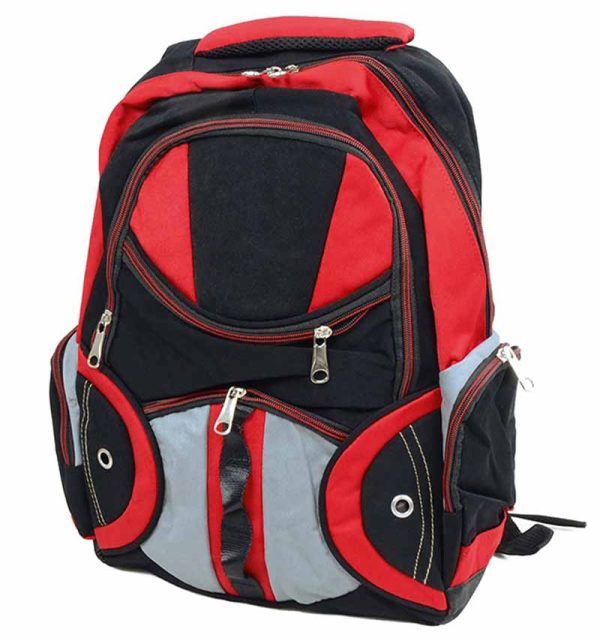 Plecak dziecięcy czarno czerwono szary - po skosie
