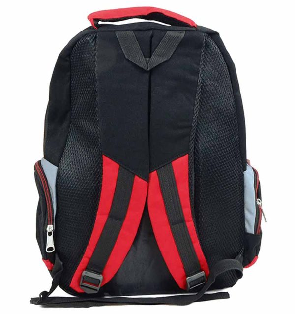 Plecak dziecięcy czarno czerwono szary - z tyłu