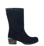 ROSALIE -Niezwykle wygodne, ciemnogranatowe botki z naturalnego nubuku. Wsuwane, na niewysokim klocku.