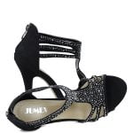 Sandałki botki czarne zamsz z cyrkoniami szpilki - obrazek 6