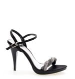 Sandałki czarne wizytowe plecione cyrkonie