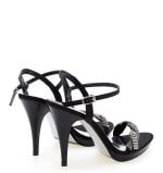 Sandałki czarne wizytowe plecione cyrkonie - obrazek 3