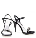 Sandałki czarne wizytowe plecione cyrkonie - obrazek 6