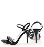 Sandałki czarne wizytowe plecione cyrkonie - obrazek 5