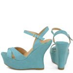 Sandałki niebieskie na koturnie - obrazek 5