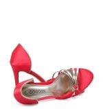 Sandałki wizytowe czerwone srebrne paski szpilki - obrazek 4