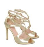 Złote sandałki na szpilce - po skosie