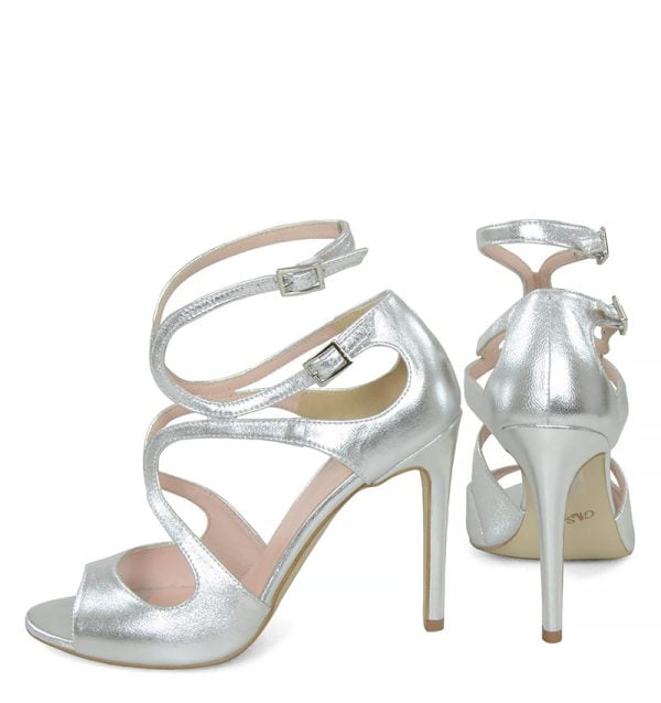 GASSU Sandałki SANNE srebrne wysoko zapinane - z tyłu