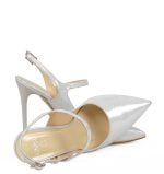 SARA od GASSU. Srebrne szpilki z odkrytą piętą - z przodu