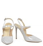 SARA od GASSU. Srebrne szpilki z odkrytą piętą - z przodu