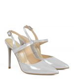 SARA od GASSU. Srebrne szpilki z odkrytą piętą - po skosie