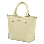 Torebka damska beżowa gładka złoty napis