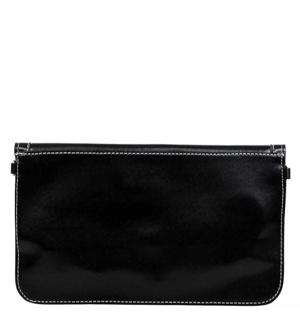 Torebka czarna kopertówka złoto-czarne zapięcie - z tyłu