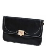 Torebka czarna kopertówka złoto-czarne zapięcie - po skosie