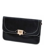 Torebka czarna kopertówka złoto-czarne zapięcie - po skosie