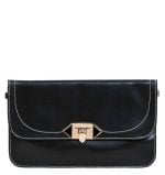 Torebka czarna kopertówka złoto-czarne zapięcie - z przodu
