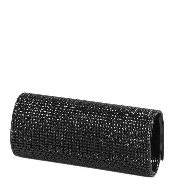 Torebka czarna kopertówka kryształki łańcuszek - z tyłu