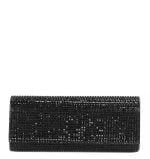 Torebka czarna kopertówka kryształki łańcuszek - z przodu
