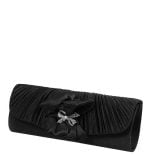 Torebka czarna kopertówka satynowa kokardka - po skosie