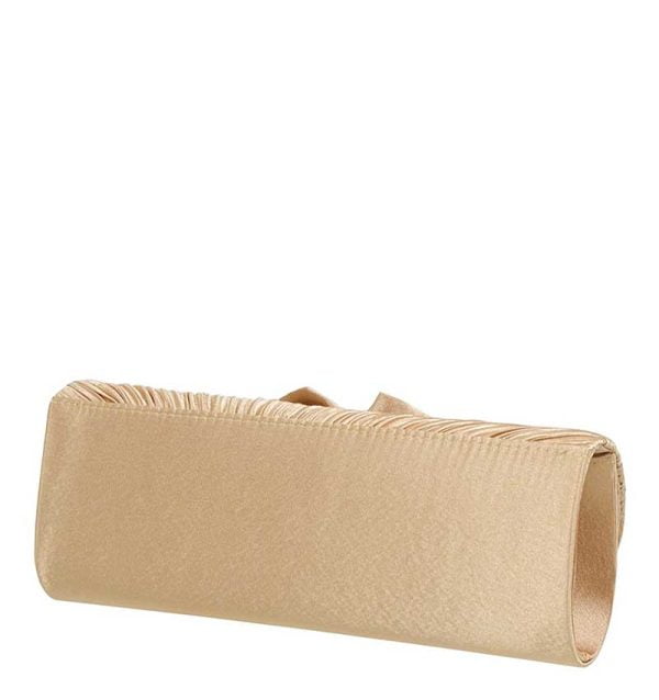 Torebka złota kopertówka satynowa kokardka - z tyłu