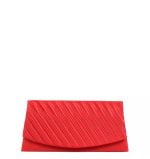 Torebka kopertówka mała prążki czerwona satyna - z przodu