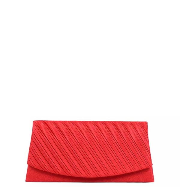 torebka-kopertowka-mala-prazki-czerwona-satyna-1.jpg Torebka kopertówka mała prążki czerwona satyna - z przodu