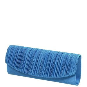 Torebka niebieska kopertówka marszczona klapa - po skosie