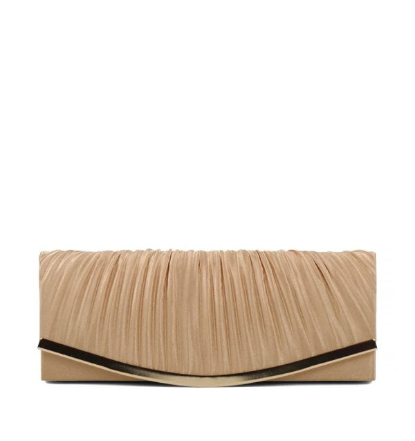 Torebka złota kopertówka satyna złote okucia