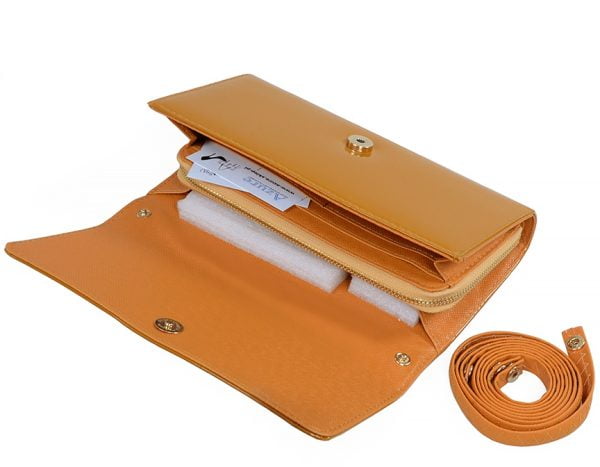 Torebka camel kopertówka portmonetka - otwarta