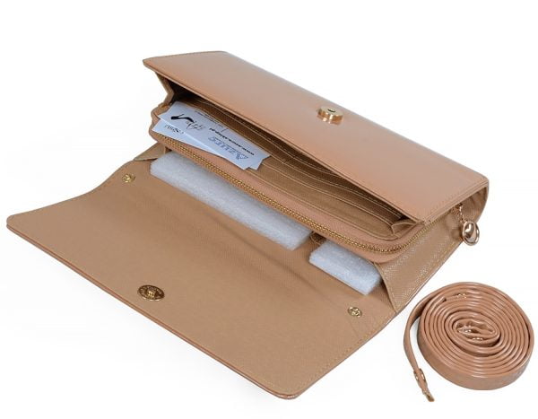 Torebka mokka kopertówka portmonetka - otwarta