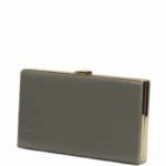 torebka szara kopertówka lakierowana duża - z przodu