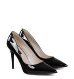 Czółenka szpilki czarne lakierowane - po skosie