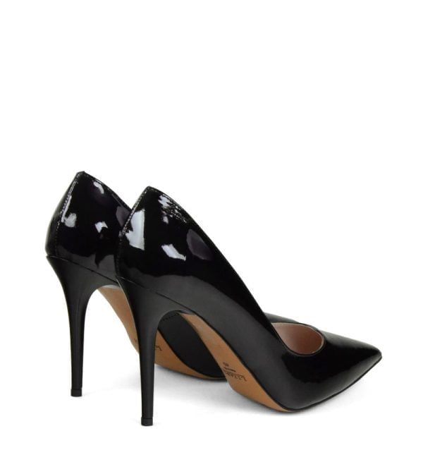 Czółenka szpilki czarne lakierowane - po skosie