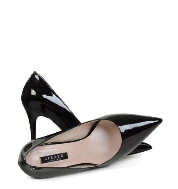 Czółenka szpilki czarne lakierowane - z przodu