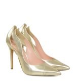 Gassu Reni złote szpilki z wycięciami. Buty na wesele - po skosie