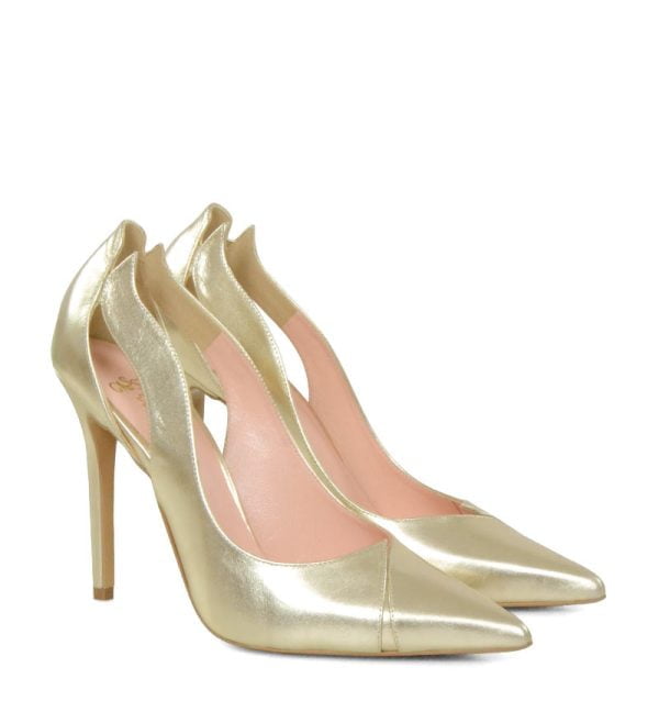 reni-gold-1 Gassu Reni złote szpilki z wycięciami. Buty na wesele - po skosie