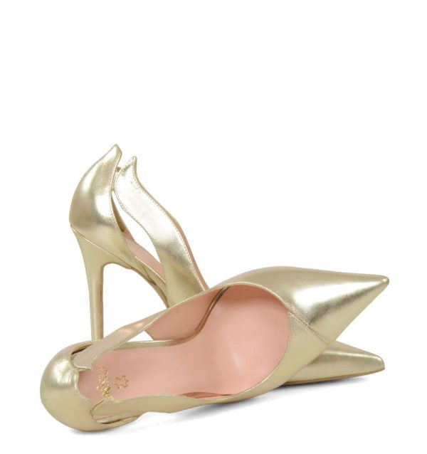 reni-gold-4 Gassu Reni złote szpilki z wycięciami. Buty na wesele - z przodu