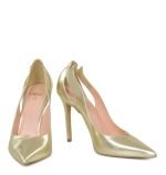 Gassu Reni złote szpilki z wycięciami. Buty na wesele - z przodu