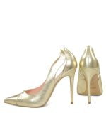 Gassu Reni złote szpilki z wycięciami. Buty na wesele - z tyłu