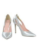 Gassu Reni srebrne szpilki z wycięciami. Buty na wesele - z przodu