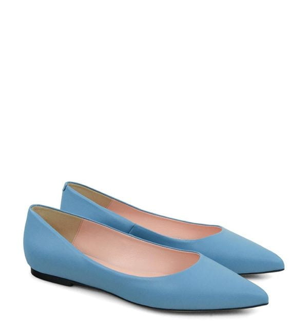 Baleriny Emily niebieskie ze skóry licowej naturalnej od marki GASSU - po skosie