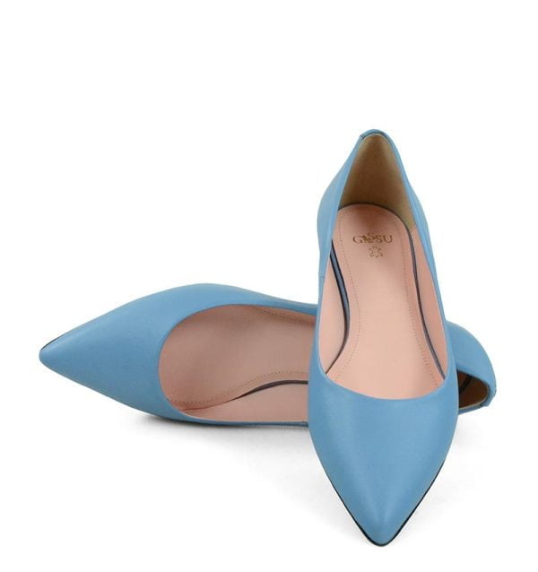 Baleriny Emily niebieskie ze skóry licowej naturalnej od marki GASSU - z przodu