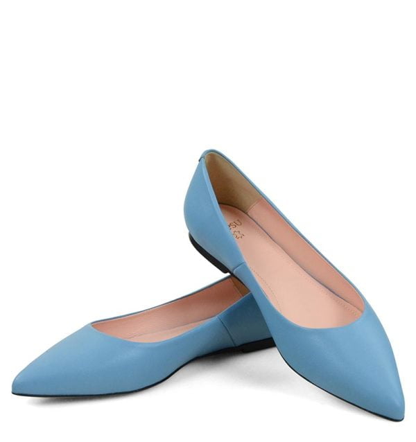 Baleriny Emily niebieskie ze skóry licowej naturalnej od marki GASSU - z przodu